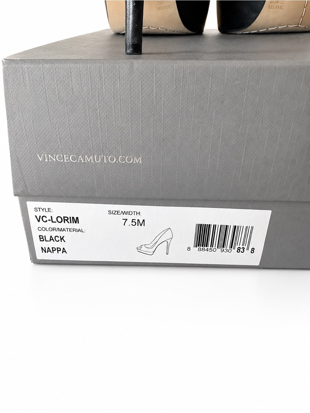 Vince Camuto VC-LORIM Black Nappa Leather Peep-Toe Platform Heels - Size 7.5 - Picture 11 of 13